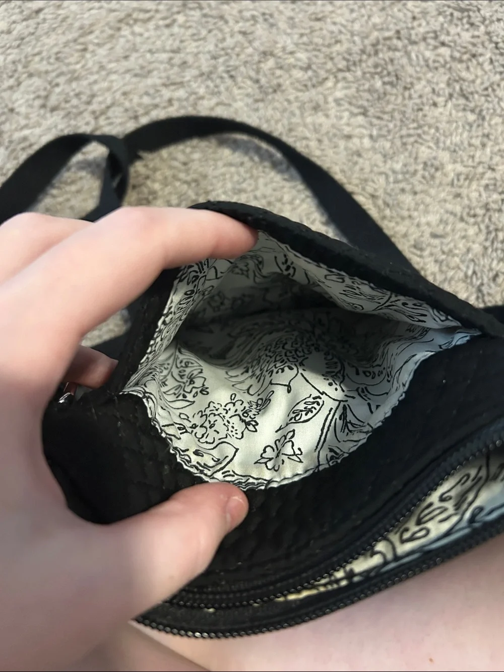 Vera Bradley Black Quilted Crossbody Pouch